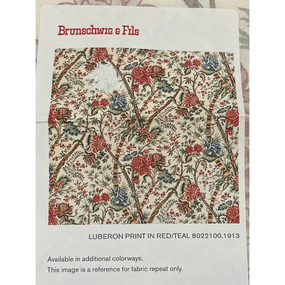 Brunschwig & Fils Sample Floral Luberon Print In Red/Teal 12.5